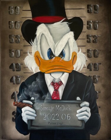 Schilderij getiteld "Scrooge McDuck arre…" door Vicca, Origineel Kunstwerk, Olie