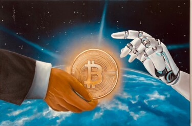 Painting titled "Bitcoin for you" by Vicca, Original Artwork, Oil