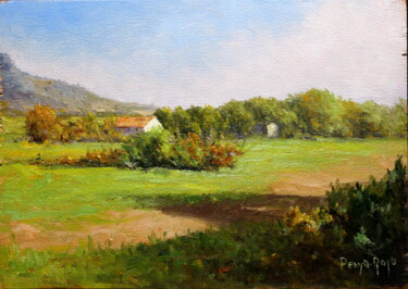 Painting titled "Casa de campo" by Vicent Penya-Roja, Original Artwork, Oil Mounted on Wood Panel