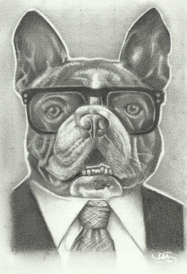 Dibujo titulada "French bulldog.jpg" por Vicente Menezes, Obra de arte original, Grafito