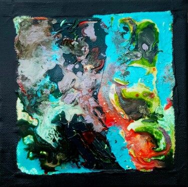 Le merle noir Peinture intitulée "Le merle noir" par Vickey, Œuvre d'art originale, Acrylique