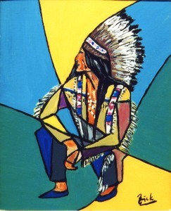 Peinture intitulée "Sitting Bull" par Vickx, Œuvre d'art originale