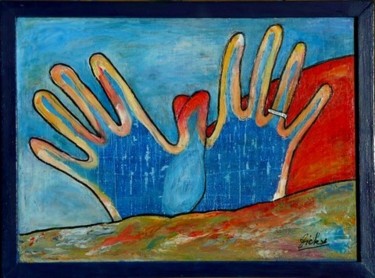 Peinture intitulée "The Hands in jeans" par Vickx, Œuvre d'art originale, Huile
