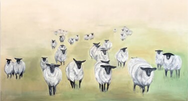 Pittura intitolato "WHITE SHEEP - REALI…" da Victo, Opera d'arte originale, Olio