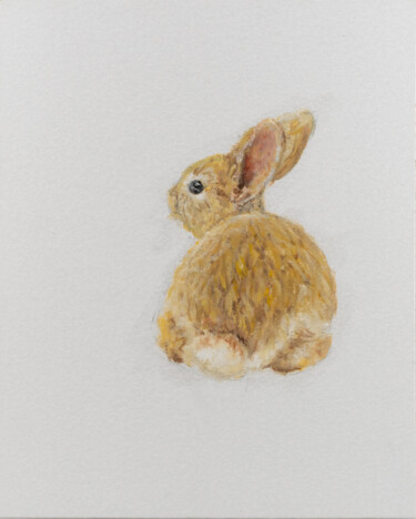 Painting titled "Bunny 1 Golden Sere…" by Victo, Original Artwork, Oil