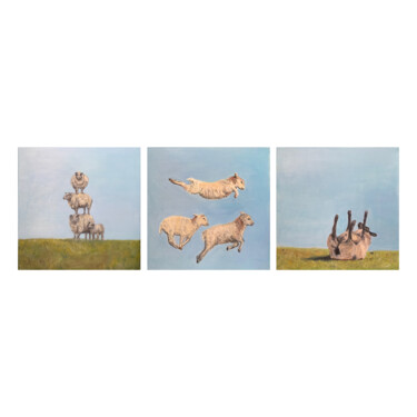 Peinture intitulée "Lambs - Ovine Antic…" par Victo, Œuvre d'art originale, Huile