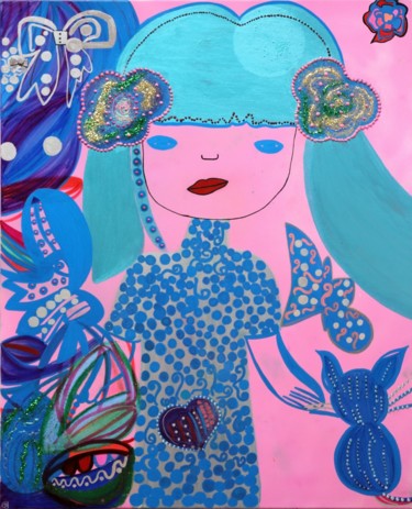 Painting titled "LA PETITE FILLE ET…" by Victoire Agathe Celestine, Original Artwork, Acrylic