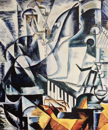 Malerei mit dem Titel "Popova / Pianist" von Victor Fomyn, Original-Kunstwerk, Öl