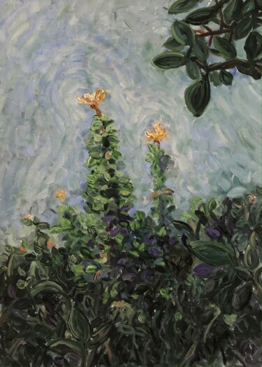 Painting titled "Le jardin des fleur…" by Victor G Ferrari, Original Artwork, Acrylic