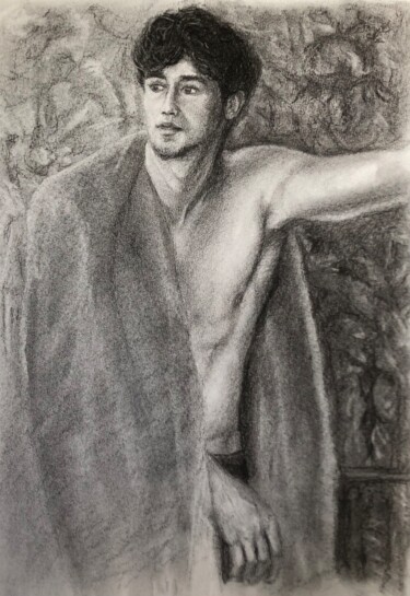 Drawing titled "Jovem itinerante_" by Victor G Ferrari, Original Artwork, Charcoal