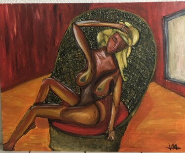 Painting titled "Seule et si paisible" by Victor Marchand, Original Artwork, Acrylic