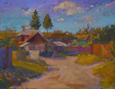 Painting titled "Lane in Sedniv" by Victor Onyshchenko, Original Artwork, Oil