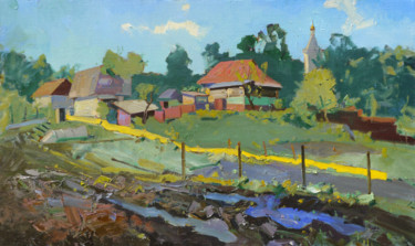 Painting titled "Gardens in Sedniv" by Victor Onyshchenko, Original Artwork, Oil