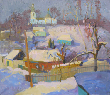 Sedniv. Sunny day in February Peinture intitulée "Sedniv. Sunny day i…" par Victor Onyshchenko, Œuvre d'art originale, Huile