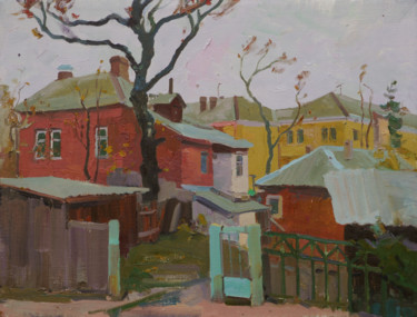 Pintura titulada "The courtyard. Khle…" por Victor Onyshchenko, Obra de arte original, Oleo