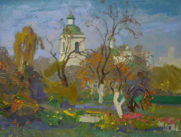 Painting titled "Kazan Church in the…" by Victor Onyshchenko, Original Artwork, Oil
