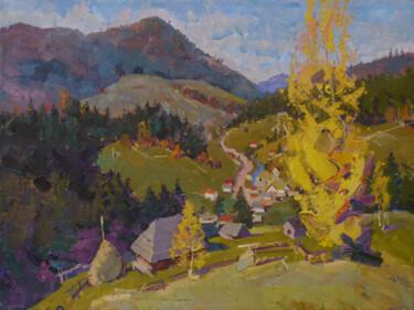 Malerei mit dem Titel "Autumn in Synevir g…" von Victor Onyshchenko, Original-Kunstwerk, Öl