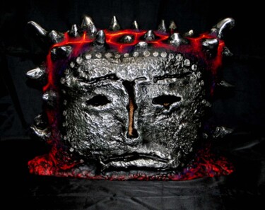 Sculpture titled "Fiery head" by Victor Prodanchuk, Original Artwork, Aluminium