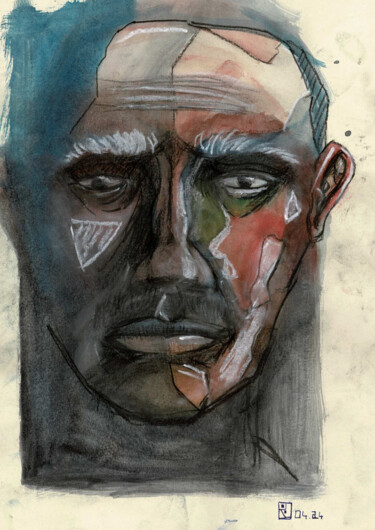 Painting titled "Expression : Portra…" by Victor Rosay, Original Artwork, Watercolor