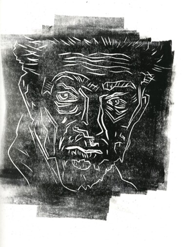 Prenten & gravures getiteld "Man 2" door Victor Shefer, Origineel Kunstwerk, Linosnede