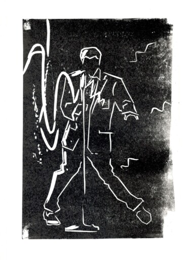 Gravures & estampes intitulée "Elvis" par Victor Shefer, Œuvre d'art originale, Linogravures