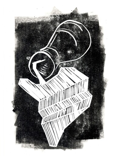 Impressões e gravuras intitulada "Молоко на ступенях 2" por Victor Shefer, Obras de arte originais, Linoleogravura