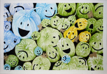 Картина под названием "SMILE PUMPKINS" - Victor Tampei, Подлинное произведение искусства, Акварель