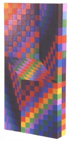 「Vasarely-Axo-99 scu…」というタイトルの彫刻 Victor Vasarelyによって, オリジナルのアートワーク