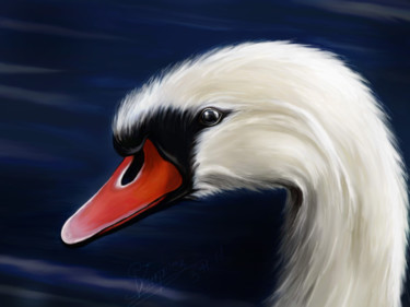 Картина под названием "Белый лебедь" - Scripnic, Подлинное произведение искусства
