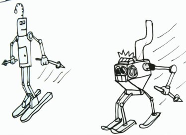 Drawing titled "Le drole de robot s…" by Les Robots De Victor Antony-Thouret, Original Artwork
