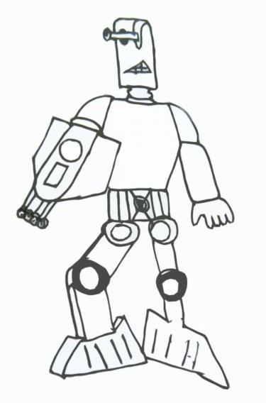 Drawing titled "Robot Bond" by Les Robots De Victor Antony-Thouret, Original Artwork