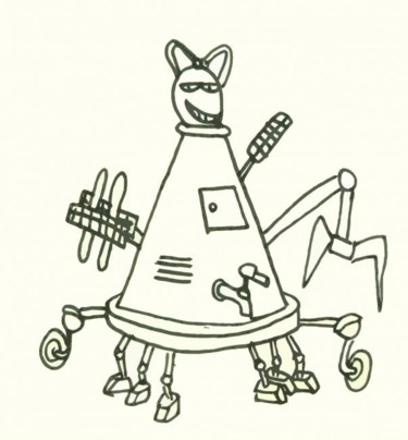 Dessin intitulée "Robot Barbeuc" par Les Robots De Victor Antony-Thouret, Œuvre d'art originale
