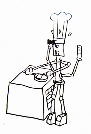 Drawing titled "Robot cuisinier cre…" by Les Robots De Victor Antony-Thouret, Original Artwork