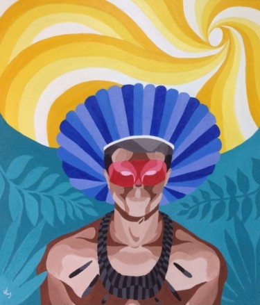 Pintura intitulada "O índio" por Victor Cruz, Obras de arte originais, Acrílico