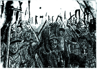 Drawing titled "Revolta Agrária" by Víctor Diz, Original Artwork, Ballpoint pen