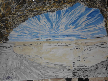 Dibujo titulada "playa del esta ." por Victor  Cabel, Obra de arte original, Lápiz