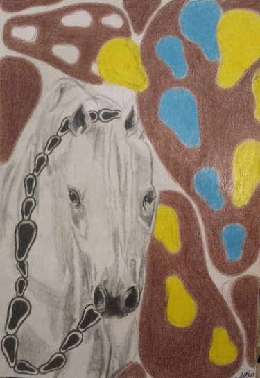 Dibujo titulada "caballo mancho" por Victor  Cabel, Obra de arte original, Lápiz
