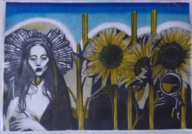 Desenho intitulada "Girasol" por Victor  Cabel, Obras de arte originais, Lápis