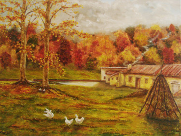 Malerei mit dem Titel "Óleo de paisaje de…" von Victoria Aranyo, Original-Kunstwerk, Öl Auf Keilrahmen aus Holz montiert