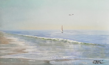 Pittura intitolato "VENDIDO. Playa del…" da Victoria Aranyo, Opera d'arte originale, Olio Montato su Telaio per barella in l…
