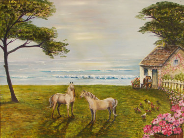 Painting titled "VENDIDO. Oleo origi…" by Victoria Aranyo, Original Artwork, Oil Mounted on Wood Stretcher frame