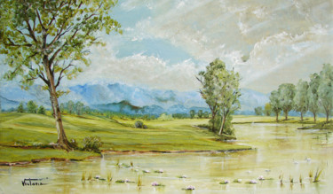 Pintura titulada "Óleo de un valle co…" por Victoria Aranyo, Obra de arte original, Oleo Montado en Bastidor de camilla de m…
