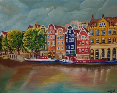 Painting titled "Amsterdam" by Victoria Art, Original Artwork, Oil