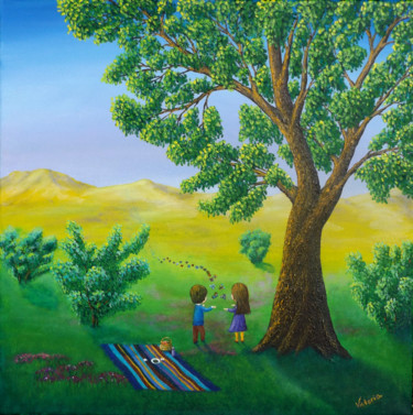 Painting titled "WHEN TREES AND BUTT…" by Victoria Milgalter, Original Artwork, Acrylic