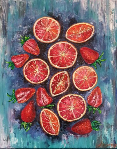 Картина под названием "Strawberry orange s…" - Victoria Beko, Подлинное произведение искусства, Масло