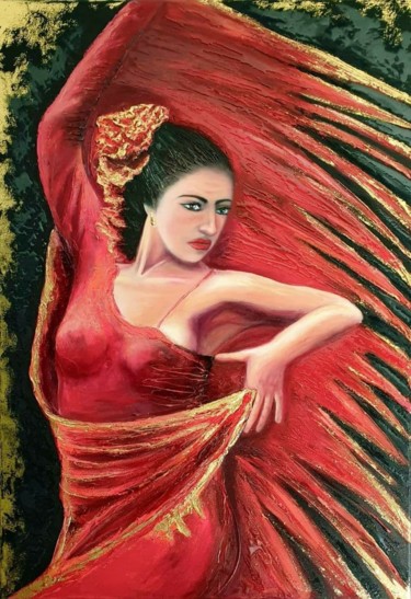 Painting titled "Flamenco" by Victoria Beko, Original Artwork, Oil