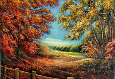 Painting titled "Ambiance d'automhe." by Victoria Beko, Original Artwork, Oil