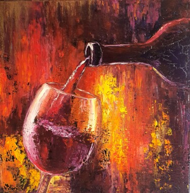 Pintura titulada "Un verre de vin rou…" por Victoria Beko, Obra de arte original, Oleo