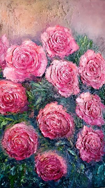 Peinture intitulée "Bouquet de roses" par Victoria Beko, Œuvre d'art originale, Huile