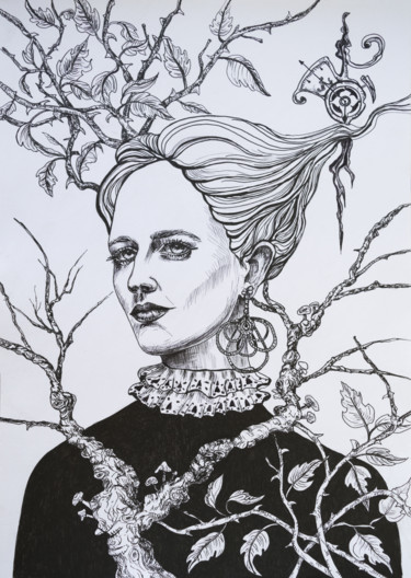 Drawing titled "Immortal beauty" by Victoria Sien, Original Artwork, Ink